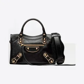 巴黎世家/Balenciaga 黑色 Classic Metallic Edge Mini City 手袋 45268310qa