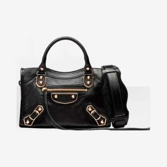 巴黎世家/Balenciaga 黑色 Classic Metallic Edge Mini City 手袋 45268310qa