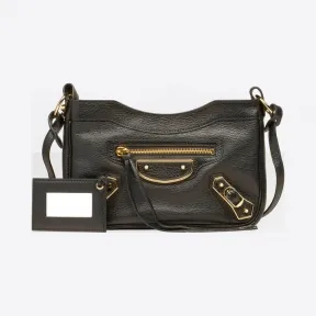 巴黎世家/Balenciaga Classic Metallic Edge Hip斜挎包 - 黑色 | 女士Metallic Edge 手提包 390164-AQ40G-1000