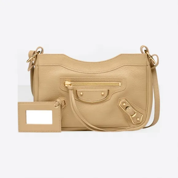 巴黎世家/Balenciaga Classic Metallic Edge Hip斜挎包 - BEIGE LATTE | 女士Metallic Edge 手提包 390164-AQ40G-2901