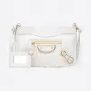 巴黎世家/Balenciaga Classic Metallic Edge Hip斜挎包 - 白色 | 女士Metallic Edge 手提包 390164-AQ40G-9000