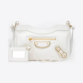 巴黎世家/Balenciaga Classic Metallic Edge Hip斜挎包 - 白色 | 女士Metallic Edge 手提包 390164-AQ40G-9000