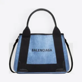 巴黎世家/Balenciaga BLEU JEANS Navy Cabas涂层牛仔布超小号手袋 45441727lu