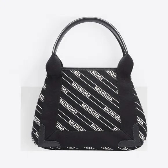 巴黎世家/Balenciaga 白色/黑色 Navy条纹标识加小号手袋 45454756fh