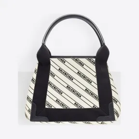 巴黎世家/Balenciaga 自然色 / 黑色 斜纹帆布Navy加小号手提包 45471283iq