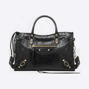 巴黎世家/Balenciaga 黑色 Classic Gold City小号手袋 45310501gx