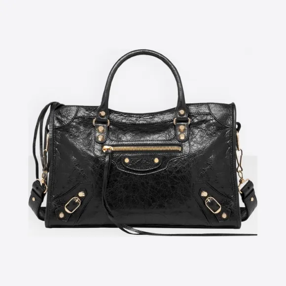 巴黎世家/Balenciaga 黑色 Classic Gold City小号手袋 45310501gx