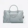 巴黎世家/Balenciaga ‎女士‎ ‎湖水蓝色 ‎ ‎Classic银色小号都市包 ‎ | Balenciaga 431621-D94JN-4060