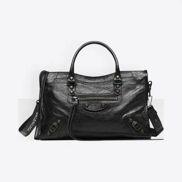 巴黎世家/Balenciaga 黑色 Classic都市包 S Logo Strap 45384057ex