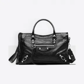 巴黎世家/Balenciaga 黑色 Classic都市包 S Logo Strap 45419203rk