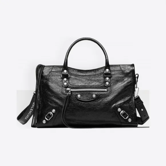 巴黎世家/Balenciaga 黑色 Classic都市包 S Logo Strap 45419203rk