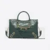 巴黎世家/Balenciaga ‎女士‎ ‎绿色 ‎ ‎鳄鱼皮效果Classic小号金属饰边都市包 ‎ | Balenciaga 432831-0R72G-3021