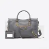巴黎世家/Balenciaga Classic Metallic Edge City小号手袋 - 钢灰色 | 女士Metallic Edge 手提包 432831-AQ41G-1360