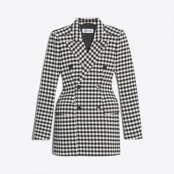 巴黎世家/Balenciaga 白色/黑色 沙漏型双排扣夹克 41858315gi