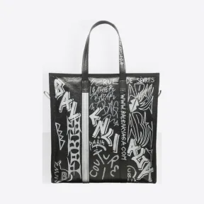 巴黎世家/Balenciaga ‎男士‎ ‎白色/黑色 ‎ ‎Bazar中号涂鸦购物包 ‎ | Balenciaga 480792-0FE0N-1090