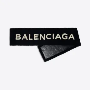 巴黎世家/Balenciaga 毛羊皮围巾 - 白色/黑色 | 男士围巾 486094-TSH11-1070