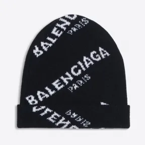 巴黎世家/Balenciaga 提花标识小便帽 - 白色/黑色 | 男士帽子 487029-T1399-1070