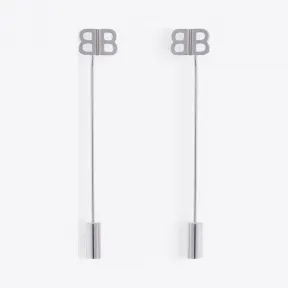 巴黎世家/Balenciaga 钯色 BB别针耳环 50231442np