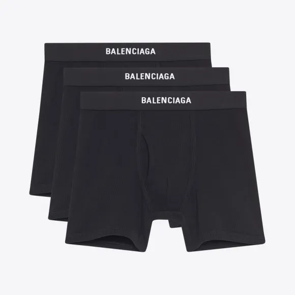 巴黎世家/Balenciaga ‎男士‎ ‎黑色 ‎ ‎三条装Balenciaga平角裤 ‎ | Balenciaga 531584-453B9-1000