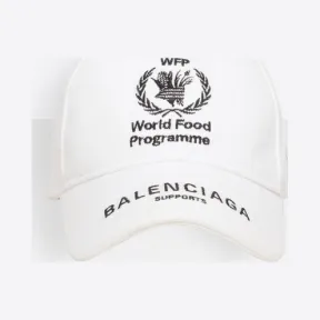 巴黎世家/Balenciaga White / Black 世界粮食计划署联名款棒球帽 46602898ju