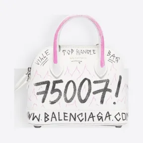 巴黎世家/Balenciaga 黑色 / 白色 / 粉色 Ville涂鸦超小号手提包 45472596bu