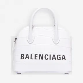 巴黎世家/Balenciaga White / Black 鳄鱼纹压花Ville超小号手提包 45472598fp