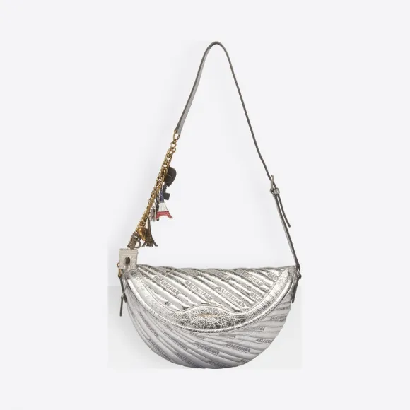 巴黎世家/Balenciaga ‎女士‎ ‎GRIS ARGENT ‎ ‎金属光泽超小号礼品袋 ‎ | Balenciaga 551550-0GT23-1414