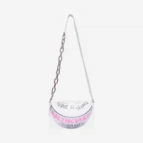 巴黎世家/Balenciaga 黑色 / 白色 / 粉色 Souvenirs超小号涂鸦腰包 45472611qb
