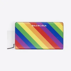 巴黎世家/Balenciaga RAINBOW 彩虹Ville横款环绕式拉链钱包 45464533jv