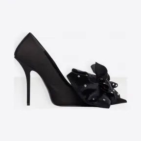 巴黎世家/Balenciaga 黑色/晶透色 Square Knife Bow高跟鞋 11666979pb
