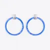 巴黎世家/Balenciaga SILVER/BLUE 中号环状耳环 50227235vr
