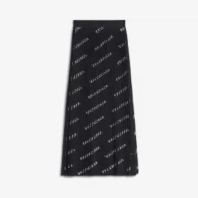 巴黎世家/Balenciaga 白色/黑色 满饰品牌标识百褶半身裙 35405466sd