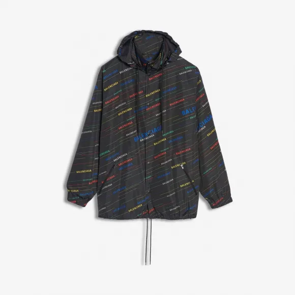 巴黎世家/Balenciaga 女士 黑色 / 多彩色 满饰品牌标识雨衣 | Balenciaga 571266-TEL17-2771