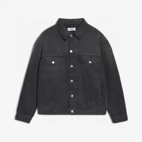 巴黎世家/Balenciaga 煤炭色 水钻品牌标识牛仔夹克 54166279pf