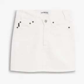 巴黎世家/Balenciaga STONEWASH WHITE V领迷你裙 13360799ej