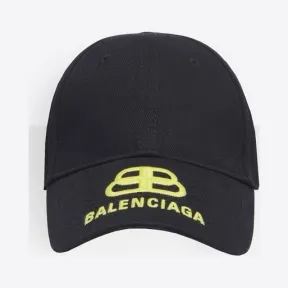 巴黎世家/Balenciaga 黑色/黄色 BB帽舌棒球帽 46654477dc