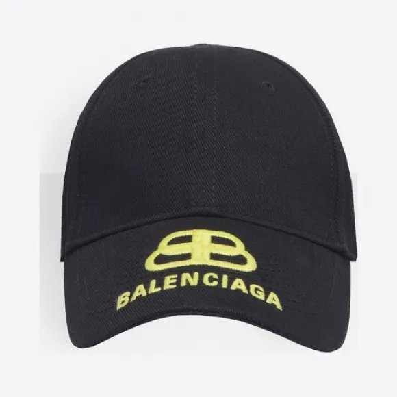 巴黎世家/Balenciaga 黑色/黄色 BB帽舌棒球帽 46654477dc