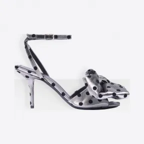 巴黎世家/Balenciaga SILVER/BLACK Square Knife Bow踝带凉鞋 11732120oc