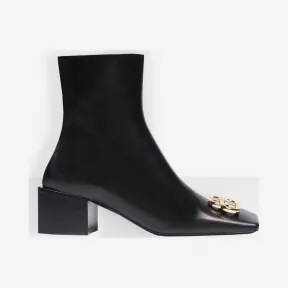 巴黎世家/Balenciaga BLACK / GOLD Double Square BB拉链短靴 11730239qg