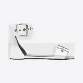 巴黎世家/Balenciaga 白色 饰皮带平底踝带凉鞋 11732126ec