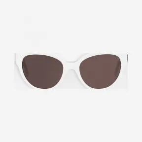 巴黎世家/Balenciaga 白色 FLAT蝴蝶太阳眼镜 95001372db