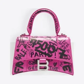 巴黎世家/Balenciaga ACID FUCHSIA/ BLACK Hourglass加小号手提包 45481216vi
