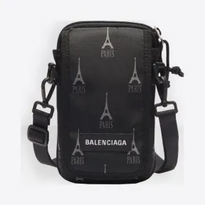 巴黎世家/Balenciaga BLACK/GREY Paris Explorer斜挎包 45482573tn