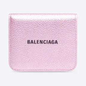 巴黎世家/Balenciaga 女款 Cash Flap 硬币卡包，金属粒面小牛皮，粉色 59421615YN36260