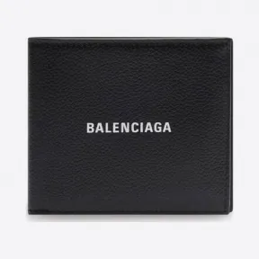 巴黎世家/Balenciaga 男士黑色/白色 Cash Square 折叠零钱包 5943151IZI31090