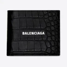巴黎世家/Balenciaga 男士黑色现金方形折叠零钱包 5943151ROP31000