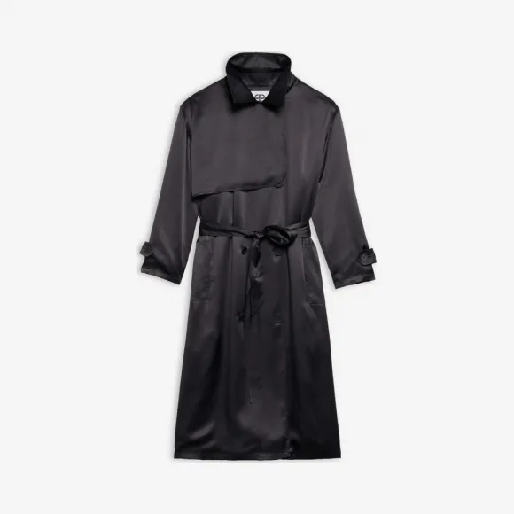 巴黎世家/Balenciaga 黑色 流线型风衣式连衣裙 49516134qx