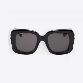 巴黎世家/Balenciaga 黑色 Paris D形镜框太阳眼镜 46665031lh