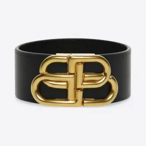 巴黎世家/Balenciaga 女士黑色 Bb 皮革手链 5961751QJ311000