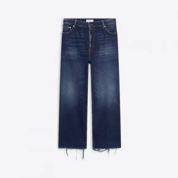 巴黎世家/Balenciaga 靛蓝色女式九分裤 600235TJW754021